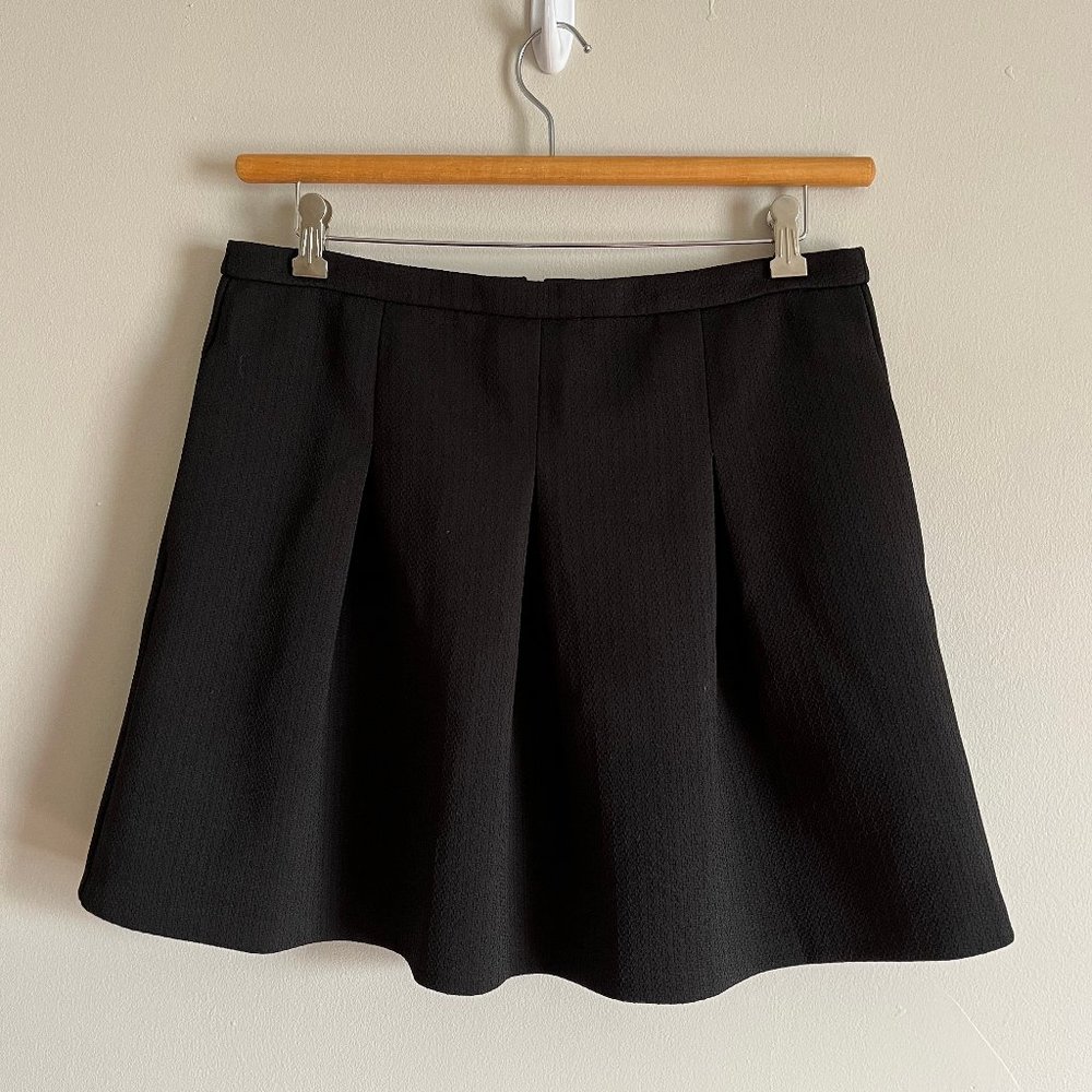 Pleated Mini Skirt US 12 Black Zipper Jacquard Zipper Lined Madewell